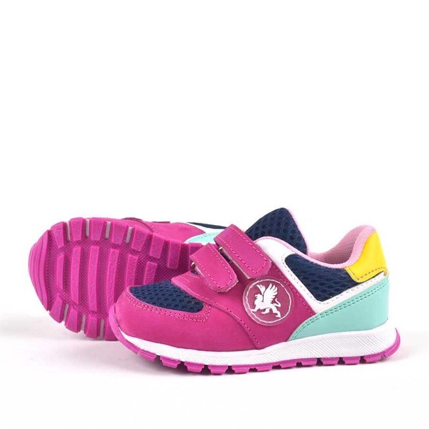 حذاء رياضي من الجلد الطبيعي من راكر بلاس، وردي فوشيا، مع شريط فيلكرو للفتيات الصغيرات - 4