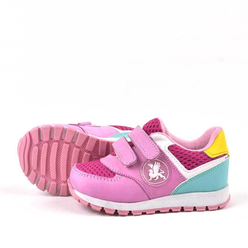 حذاء رياضي من الجلد الطبيعي باللون الوردي مع شريط فيلكرو للفتيات الصغيرات من راكر بلاس - 4