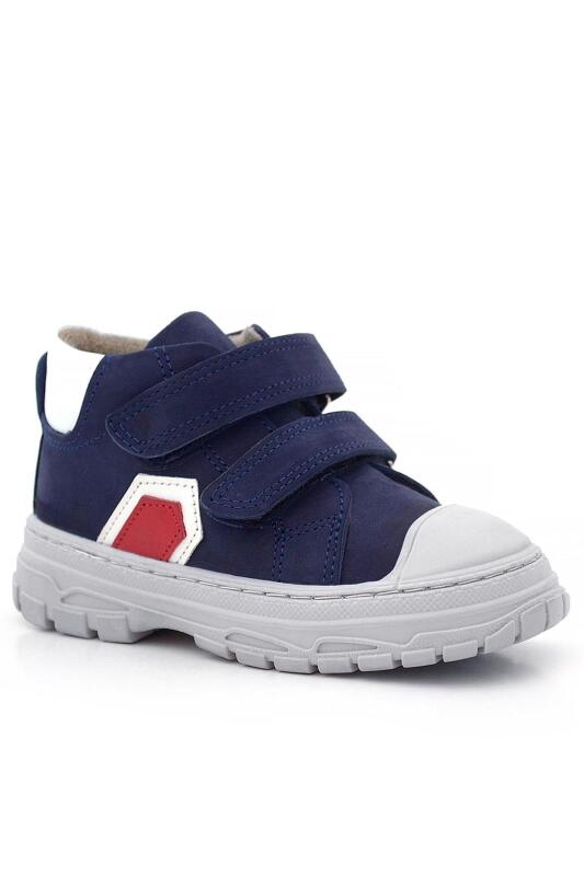 حذاء رياضي للأطفال من جلد طبيعي من Rakerplus Tails باللون الأزرق الداكن والأحمر مع شريط فيلكرو - Rakerplus