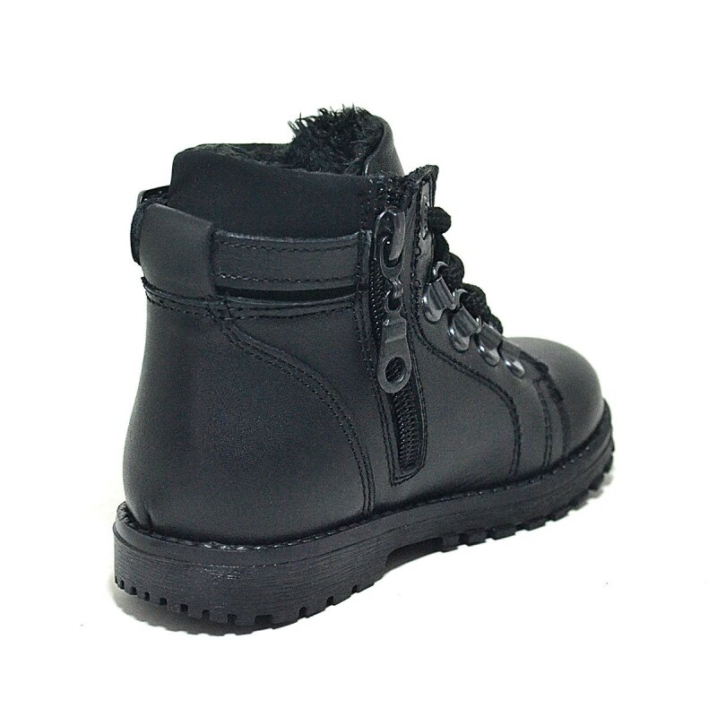 حذاء جريفون من الجلد الطبيعي باللون الأسود بسحاب للأطفال الصغار من راكر بلاس - 3