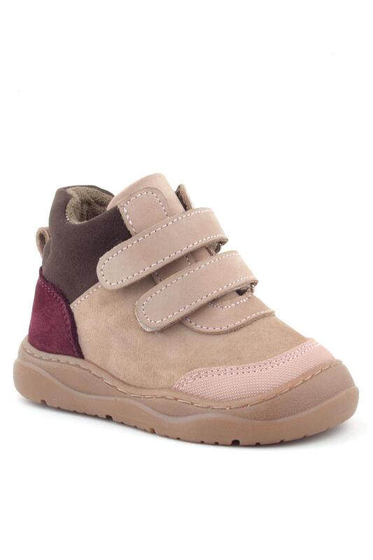 حذاء رياضي للأطفال من جلد طبيعي من راكر بلاس، لون وردي فاتح، مزود بشريط فيلكرو - Rakerplus