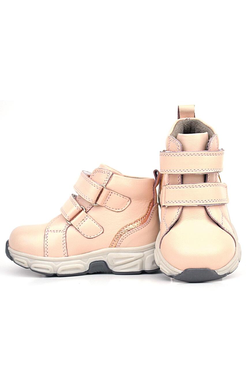 حذاء رياضي من الجلد الطبيعي باللون الوردي من راكر بلاس مع شريط فيلكرو للفتيات الصغيرات - 2