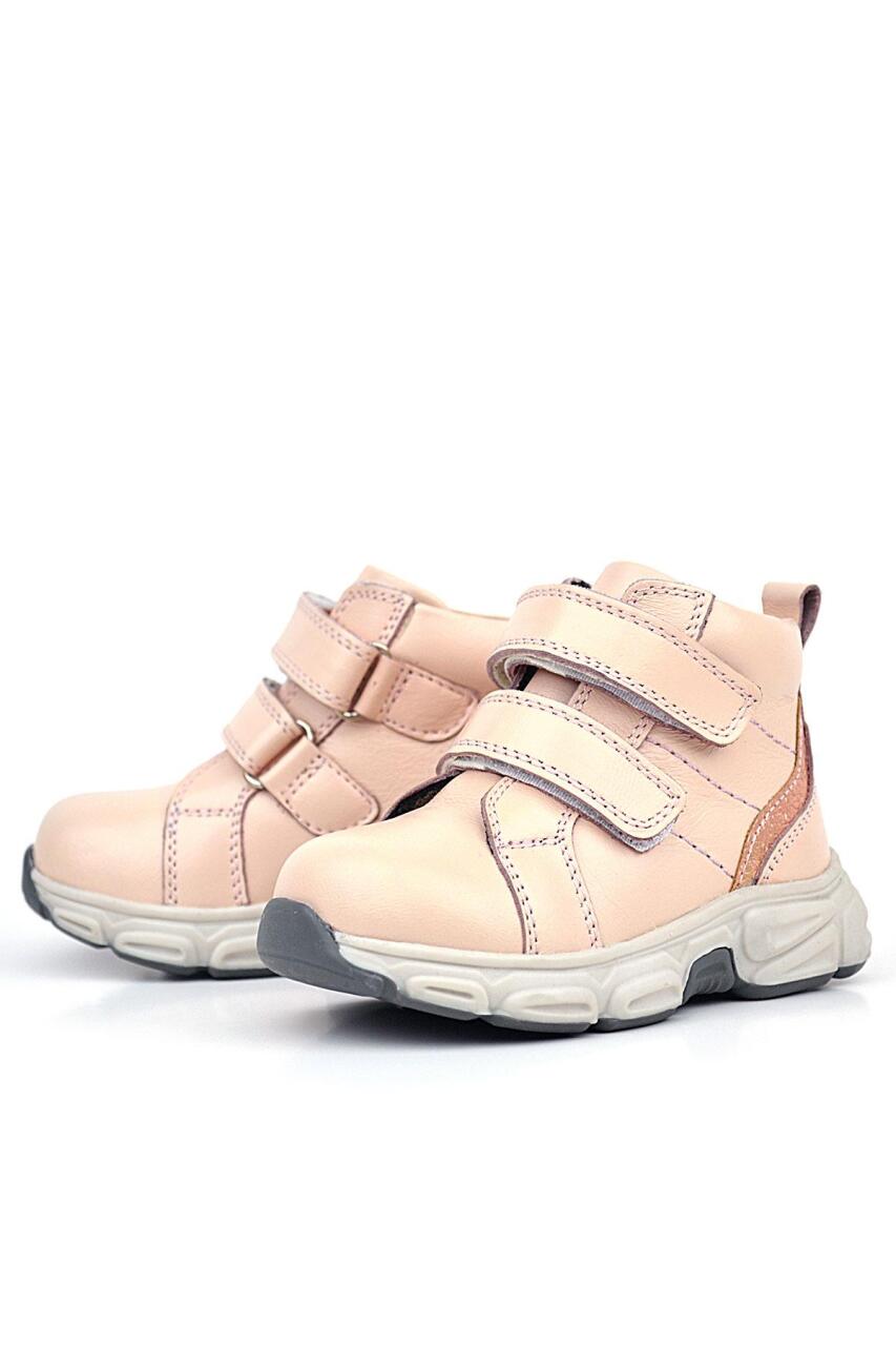 حذاء رياضي من الجلد الطبيعي باللون الوردي من راكر بلاس مع شريط فيلكرو للفتيات الصغيرات - 4