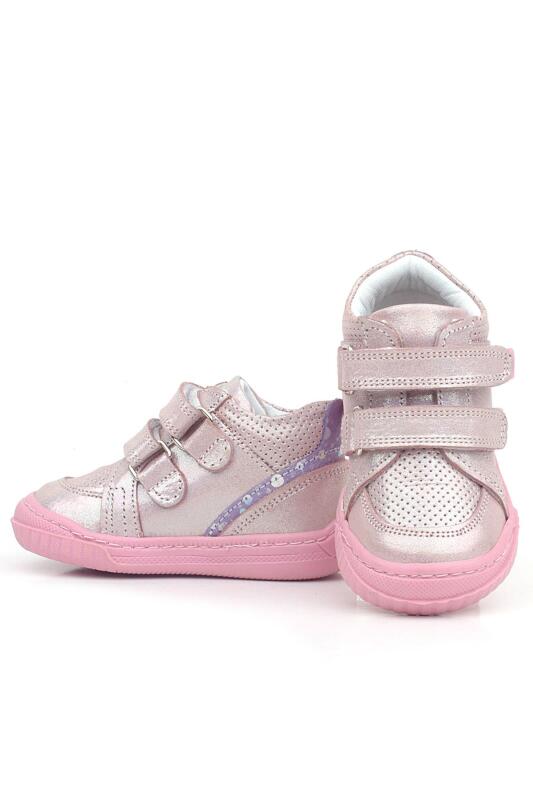 حذاء رايا من الجلد الطبيعي من راكر بلاس، وردي أرجواني، بشريط فيلكرو لامع للفتيات الصغيرات - 4