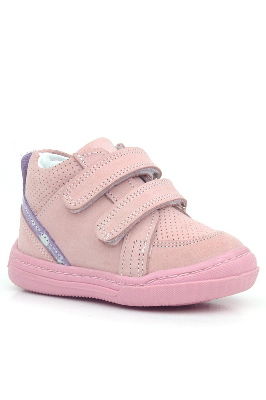 حذاء رايا من الجلد الطبيعي باللون الوردي مع شريط فيلكرو للفتيات الصغيرات من راكر بلاس - 1
