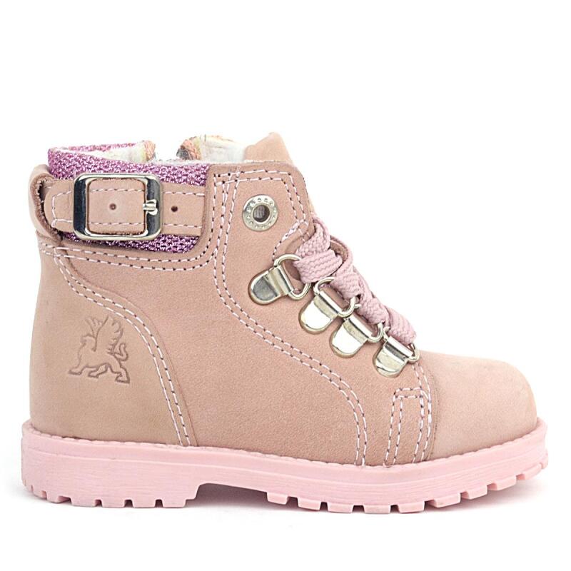 حذاء جريفون من راكر بلاس، مصنوع من الجلد الطبيعي، وردي لامع، مزود بسحاب، للفتيات الصغيرات - 2