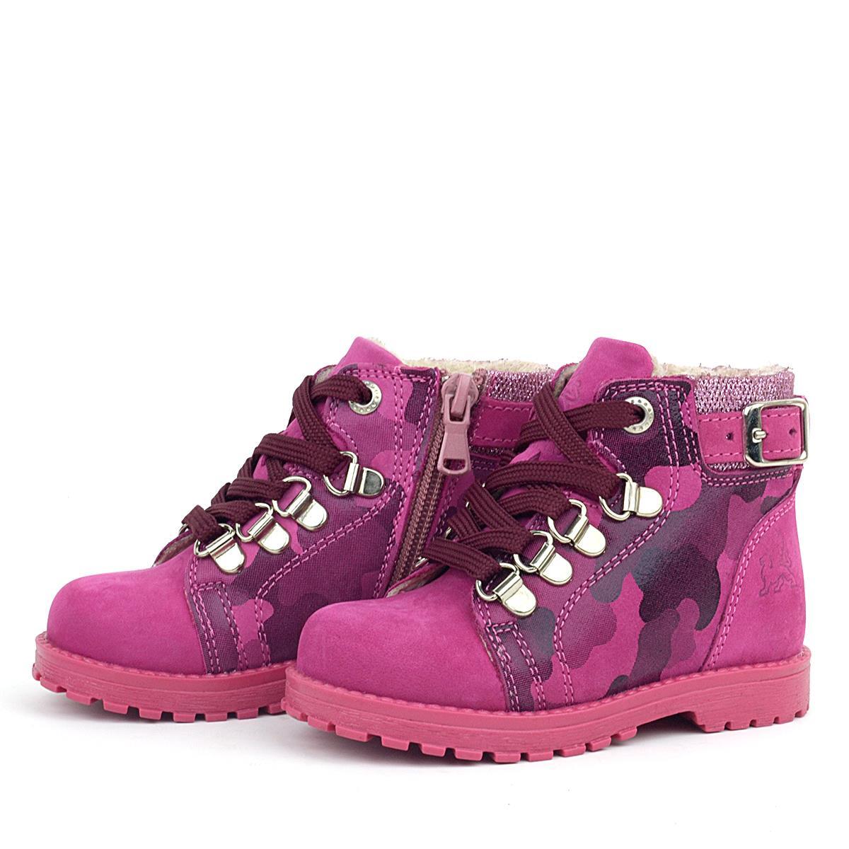 حذاء أطفال جريفون من راكر بلاس، مصنوع من الجلد الطبيعي، بتصميم مموه وردي - 5