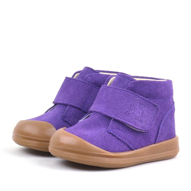 حذاء يوهو من الجلد الطبيعي أرجواني اللون بشريط فيلكرو للفتيات الصغيرات من راكر بلاس - 5