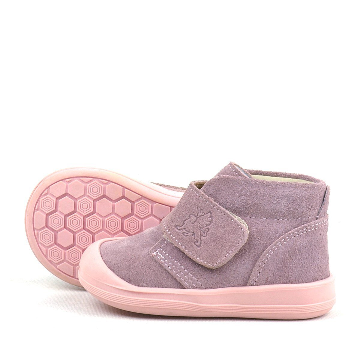 حذاء يوهو من الجلد الطبيعي باللون الوردي مع شريط فيلكرو للفتيات الصغيرات من راكر بلاس - 6