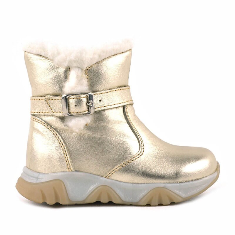 حذاء راكر بلاس الجلدي الذهبي اللامع للأطفال والرضع - 2