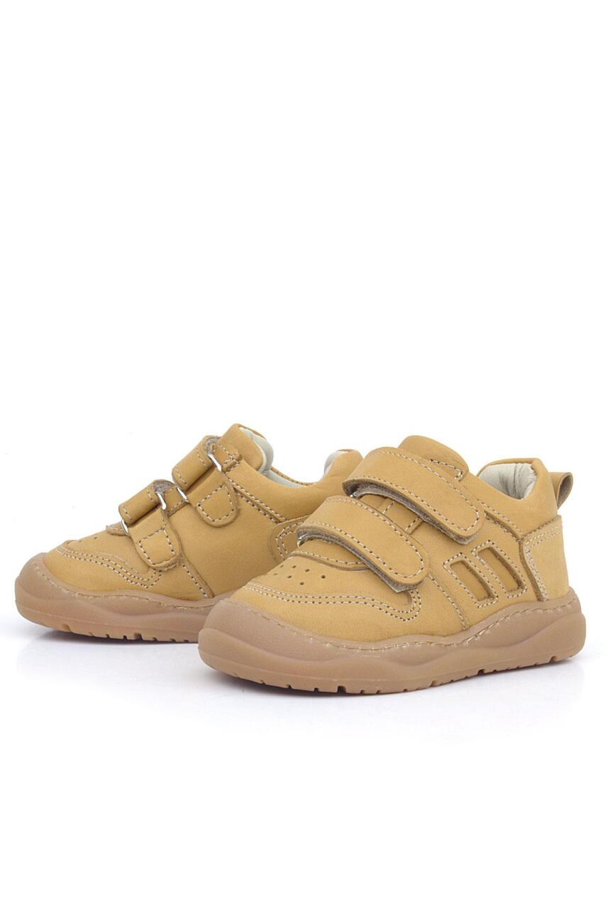حذاء رياضي للأطفال من الجلد الطبيعي من راكر بلاس شاجي مع شريط فيلكرو باللون البني - 4