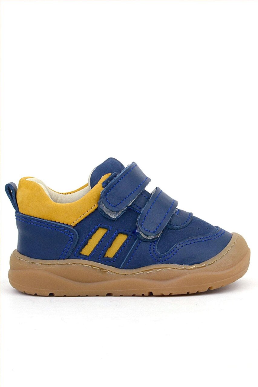 حذاء رياضي للأطفال من جلد طبيعي من راكر بلس شاجي، أزرق داكن وأصفر - 3
