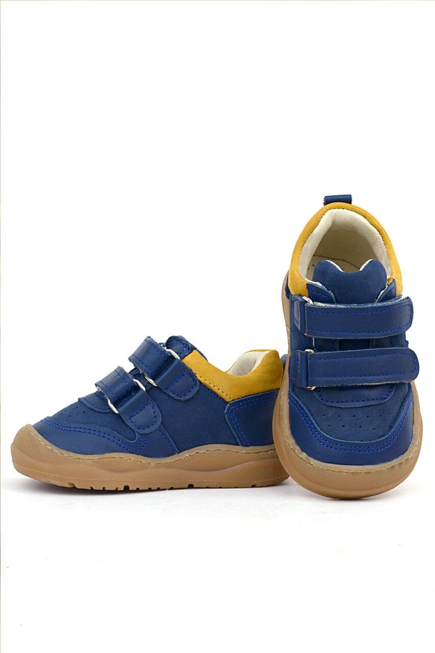 حذاء رياضي للأطفال من جلد طبيعي من راكر بلس شاجي، أزرق داكن وأصفر - 7