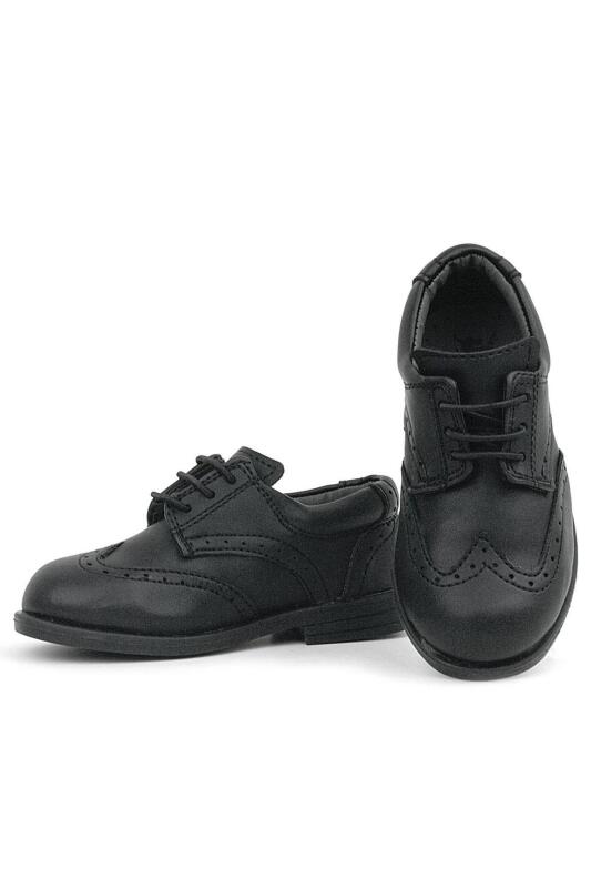 حذاء راكر بلاس تيتان أسود غير لامع برباط للأولاد الصغار - 6