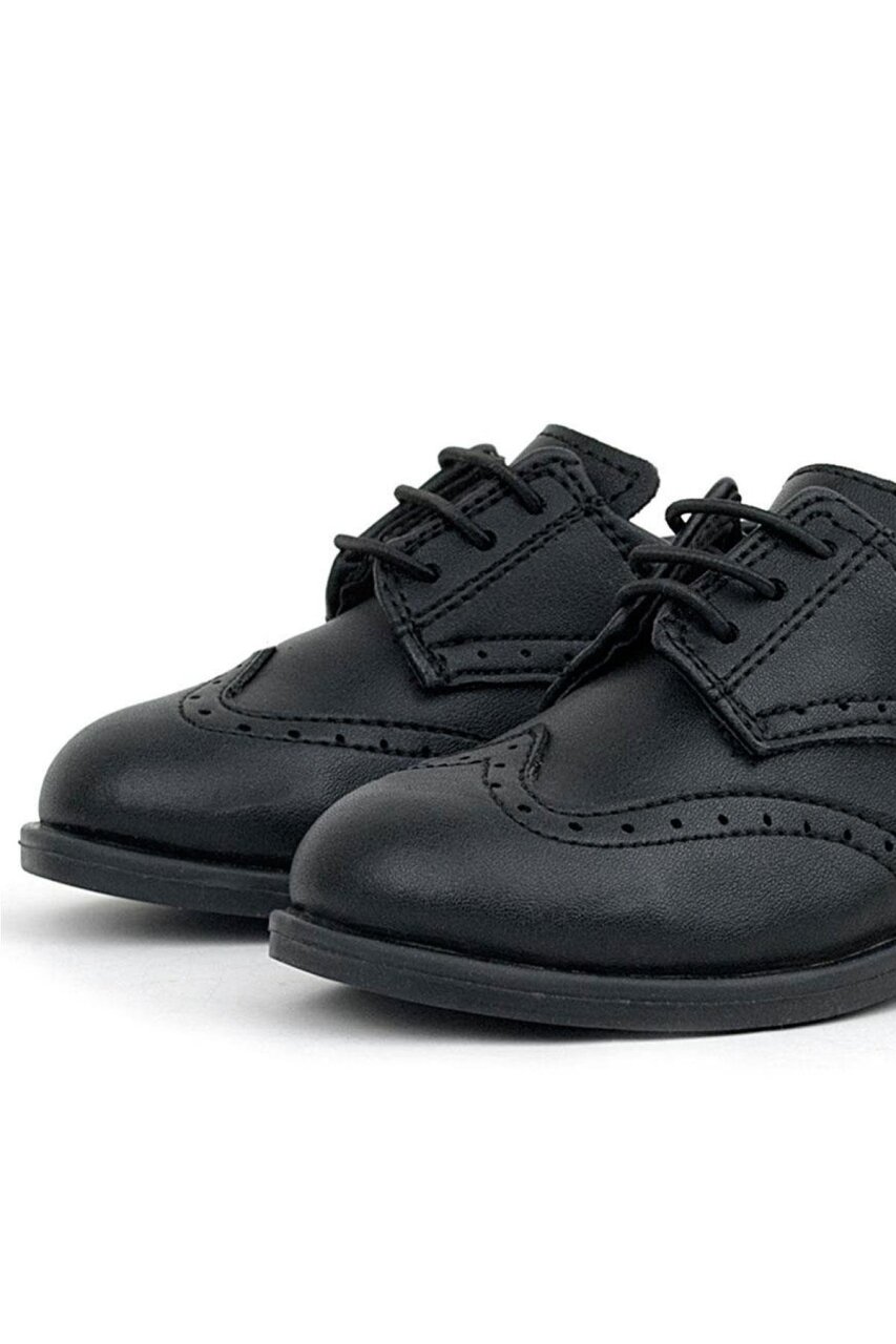 حذاء راكر بلاس تيتان أسود غير لامع برباط للأولاد الصغار - 7