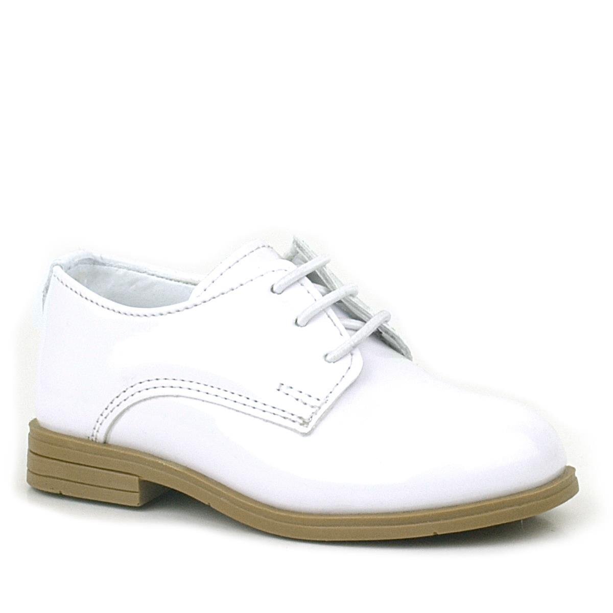 حذاء أوكسفورد كلاسيكي للأطفال من راكر بلاس مصنوع من الجلد اللامع باللون الأبيض - 1