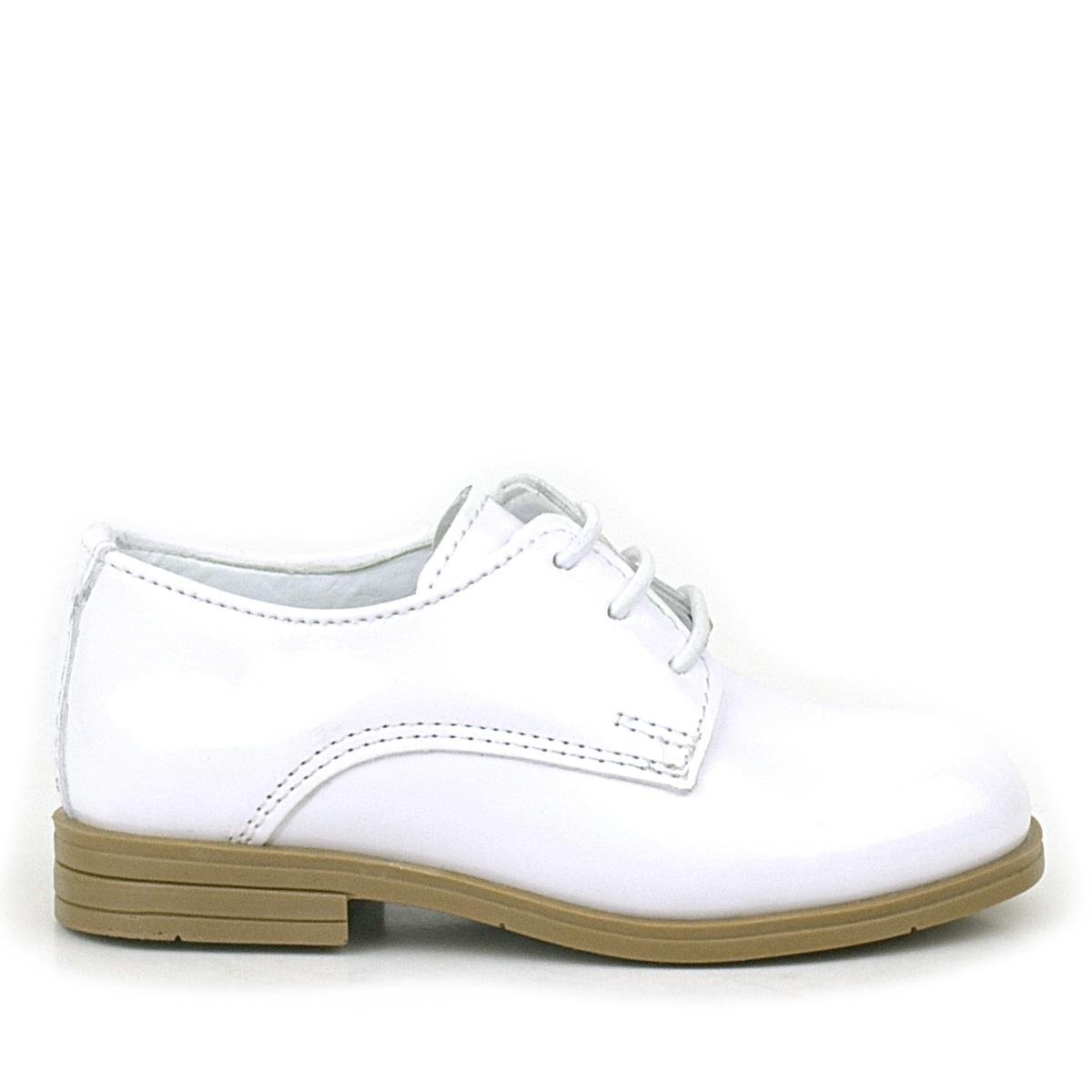 حذاء أوكسفورد كلاسيكي للأطفال من راكر بلاس مصنوع من الجلد اللامع باللون الأبيض - 2