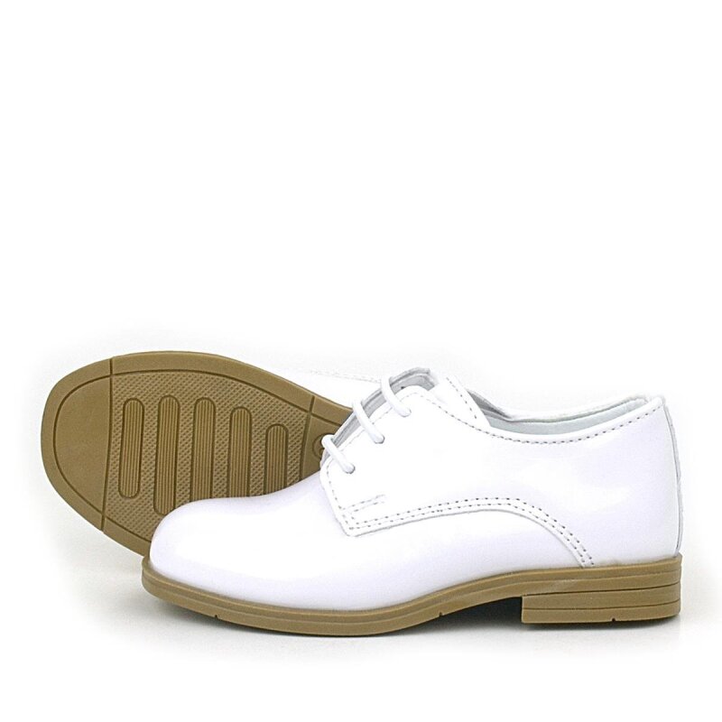 حذاء أوكسفورد كلاسيكي للأطفال من راكر بلاس مصنوع من الجلد اللامع باللون الأبيض - 5