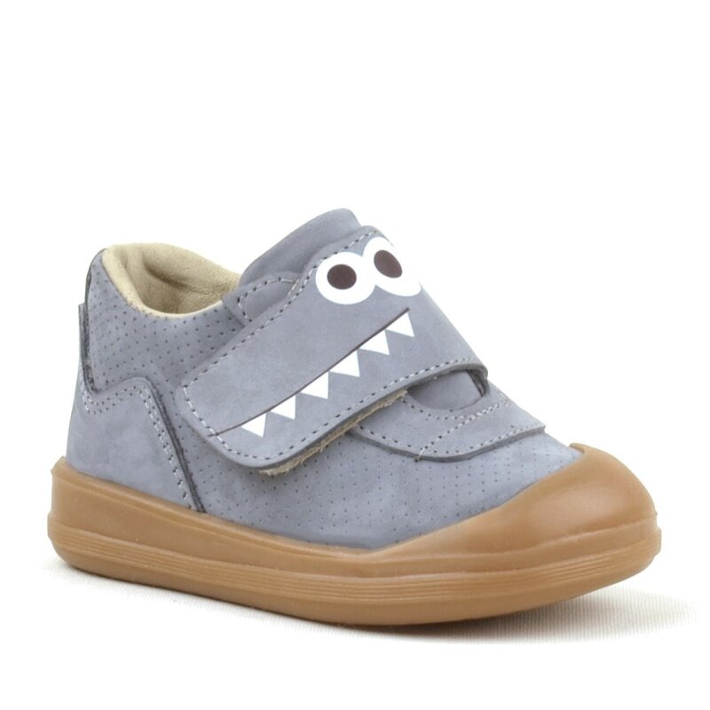 حذاء أطفال راكر بلاس دينو من الجلد الطبيعي باللون الرمادي عالي الرقبة - Rakerplus