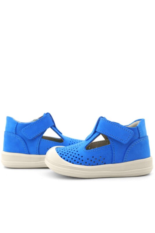 صندل أطفال تشريحي من الجلد الطبيعي من راكر بلس شون، ساكس، أزرق، فيلكرو - 8