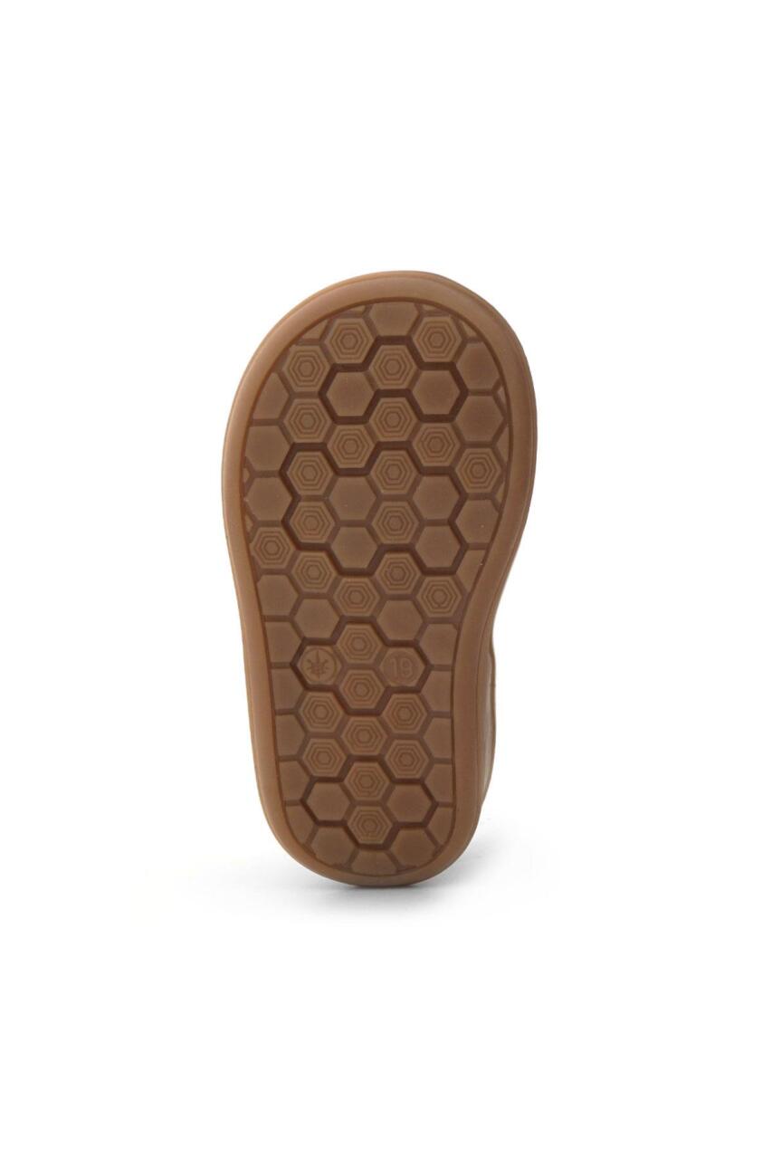 صندل شون من الجلد الطبيعي باللون الرمادي الفاتح مع شريط فيلكرو تشريحي للأطفال من راكر بلاس - 9