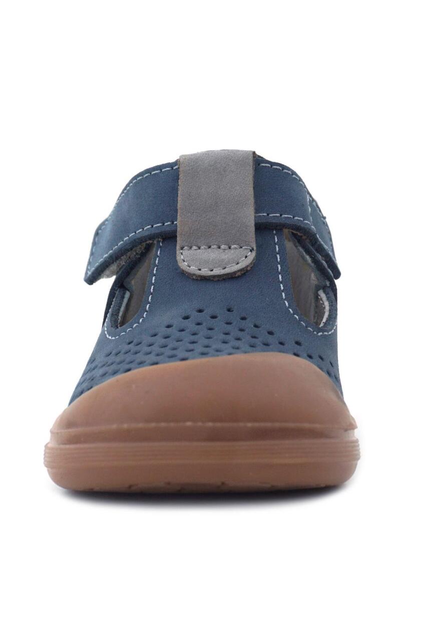 صندل أطفال تشريحي من الجلد الطبيعي من راكر بلس شون، أزرق داكن، رمادي، مع شريط فيلكرو - 4