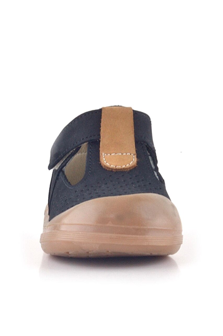 صندل أطفال تشريحي من الجلد الطبيعي باللون الأسود والبني من راكر بلاس شون مع شريط فيلكرو - 3