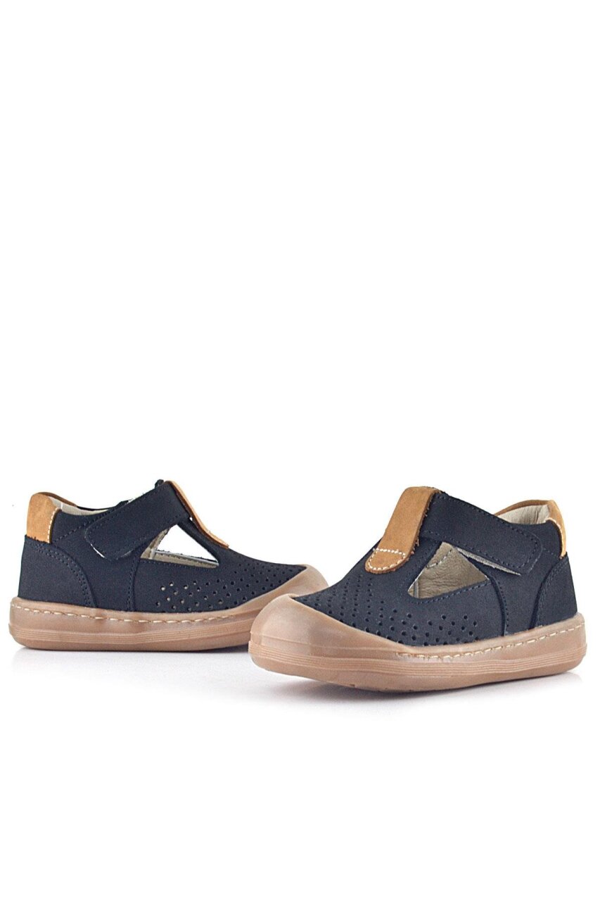 صندل أطفال تشريحي من الجلد الطبيعي باللون الأسود والبني من راكر بلاس شون مع شريط فيلكرو - 4