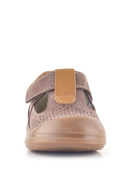 صندل شون من الجلد الطبيعي من راكر بلاس، لون رملي، مع شريط فيلكرو تشريحي للأطفال - 3