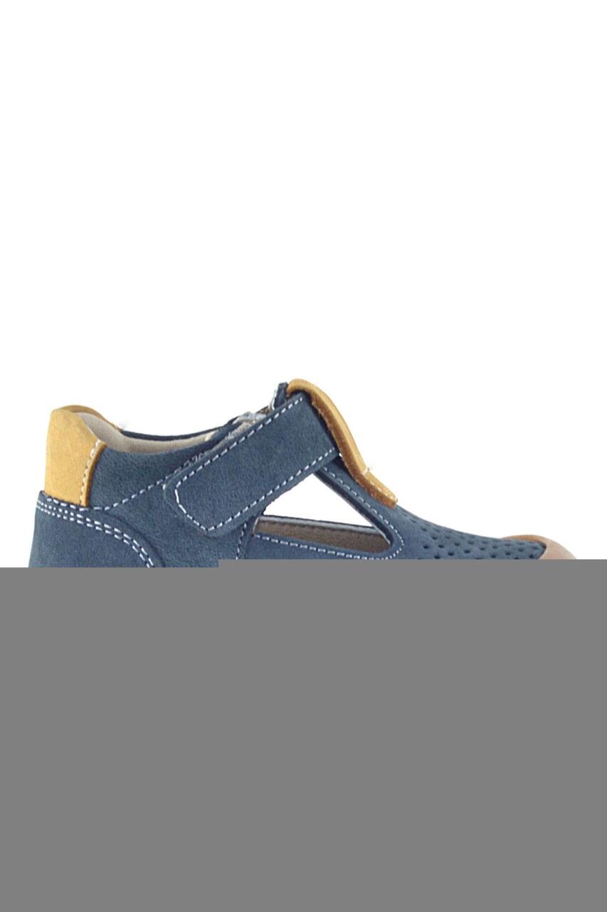 صندل شون من الجلد الطبيعي باللون الرمادي والبني مع شريط فيلكرو تشريحي للأطفال من راكر بلاس - 2