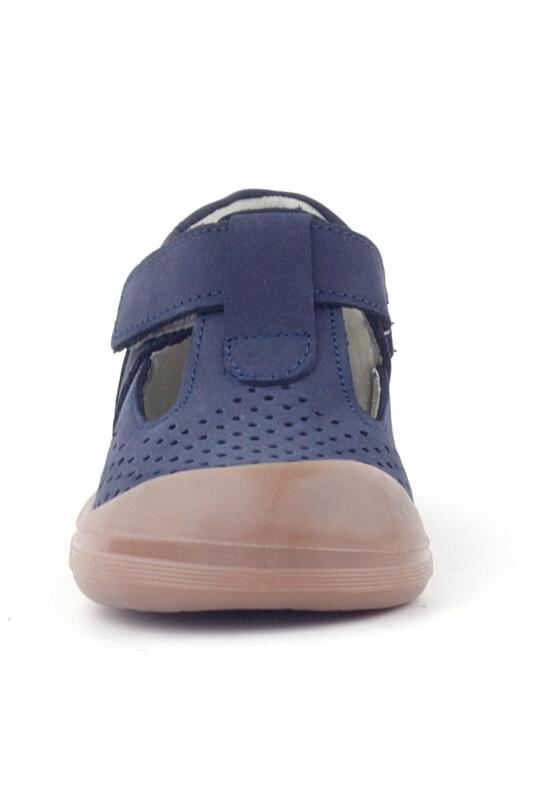 صندل أطفال تشريحي من الجلد الطبيعي من راكر بلس شون، أزرق داكن، بشريط فيلكرو - 3