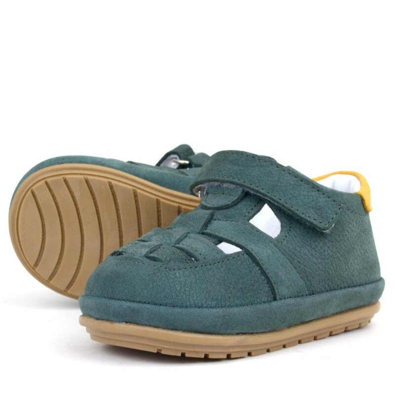 حذاء راكر بلس مابيت المصنوع من الجلد الطبيعي باللون الأخضر والأصفر مع شريط فيلكرو تشريحي للأطفال - 5