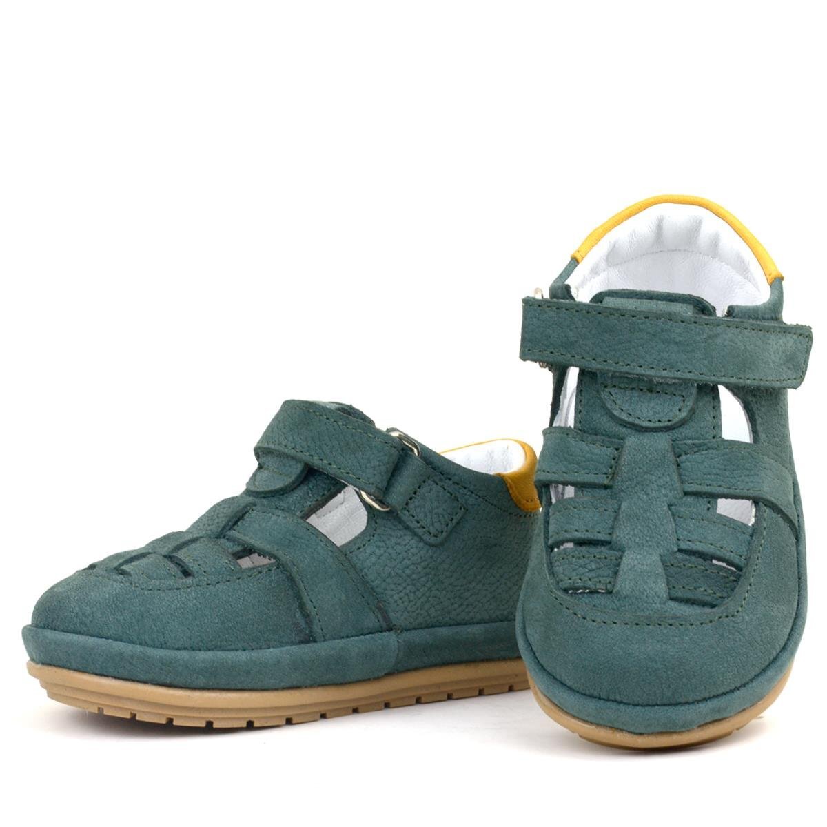 حذاء راكر بلس مابيت المصنوع من الجلد الطبيعي باللون الأخضر والأصفر مع شريط فيلكرو تشريحي للأطفال - 6