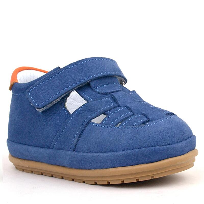 حذاء راكر بلس مابيت من الجلد الطبيعي باللون الأزرق الداكن مع شريط فيلكرو تشريحي للأطفال - Rakerplus