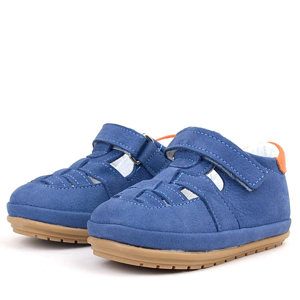 حذاء راكر بلس مابيت من الجلد الطبيعي باللون الأزرق الداكن مع شريط فيلكرو تشريحي للأطفال - 4