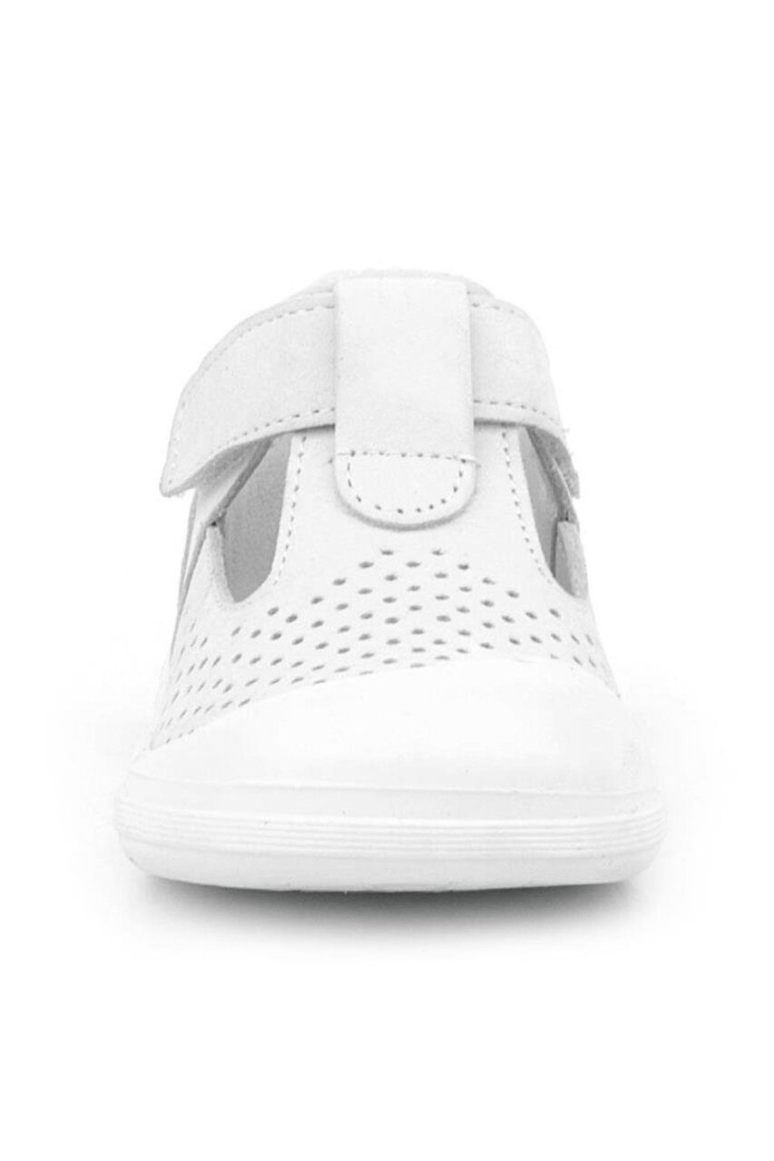 صندل شون من الجلد الطبيعي الأبيض مع شريط فيلكرو تشريحي للأطفال من راكر بلاس - 4