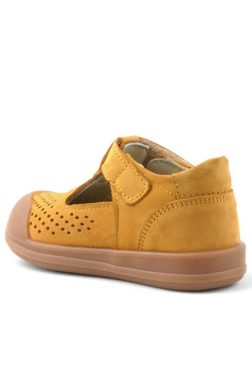 صندل شون من الجلد الطبيعي باللون البني مع شريط فيلكرو تشريحي للأطفال من راكر بلاس - 3