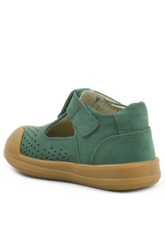 صندل شون من الجلد الطبيعي باللون الأخضر مع شريط فيلكرو تشريحي للأطفال من راكر بلاس - 3