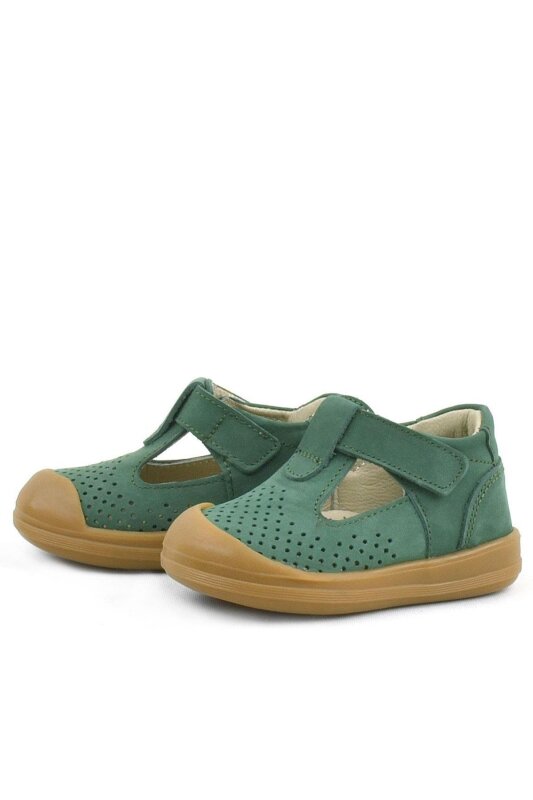 صندل شون من الجلد الطبيعي باللون الأخضر مع شريط فيلكرو تشريحي للأطفال من راكر بلاس - 6