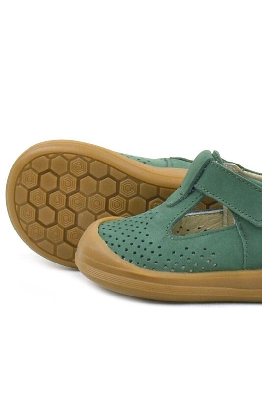 صندل شون من الجلد الطبيعي باللون الأخضر مع شريط فيلكرو تشريحي للأطفال من راكر بلاس - 7