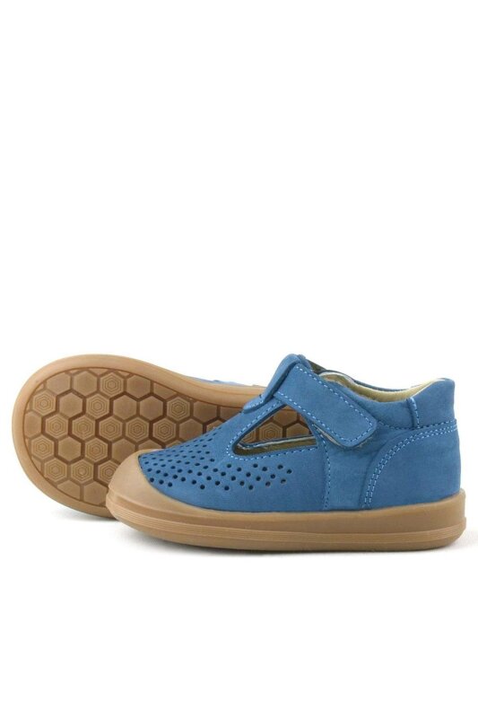 صندل أطفال تشريحي من الجلد الطبيعي من راكر بلس شون، أزرق داكن، مزود بشريط فيلكرو - 7