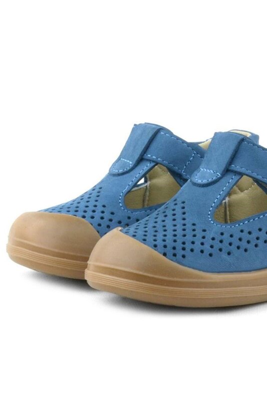 صندل أطفال تشريحي من الجلد الطبيعي من راكر بلس شون، أزرق داكن، مزود بشريط فيلكرو - 8