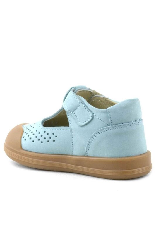 صندل شون من الجلد الطبيعي باللون الأزرق مع شريط فيلكرو تشريحي للأطفال من راكر بلاس - 3