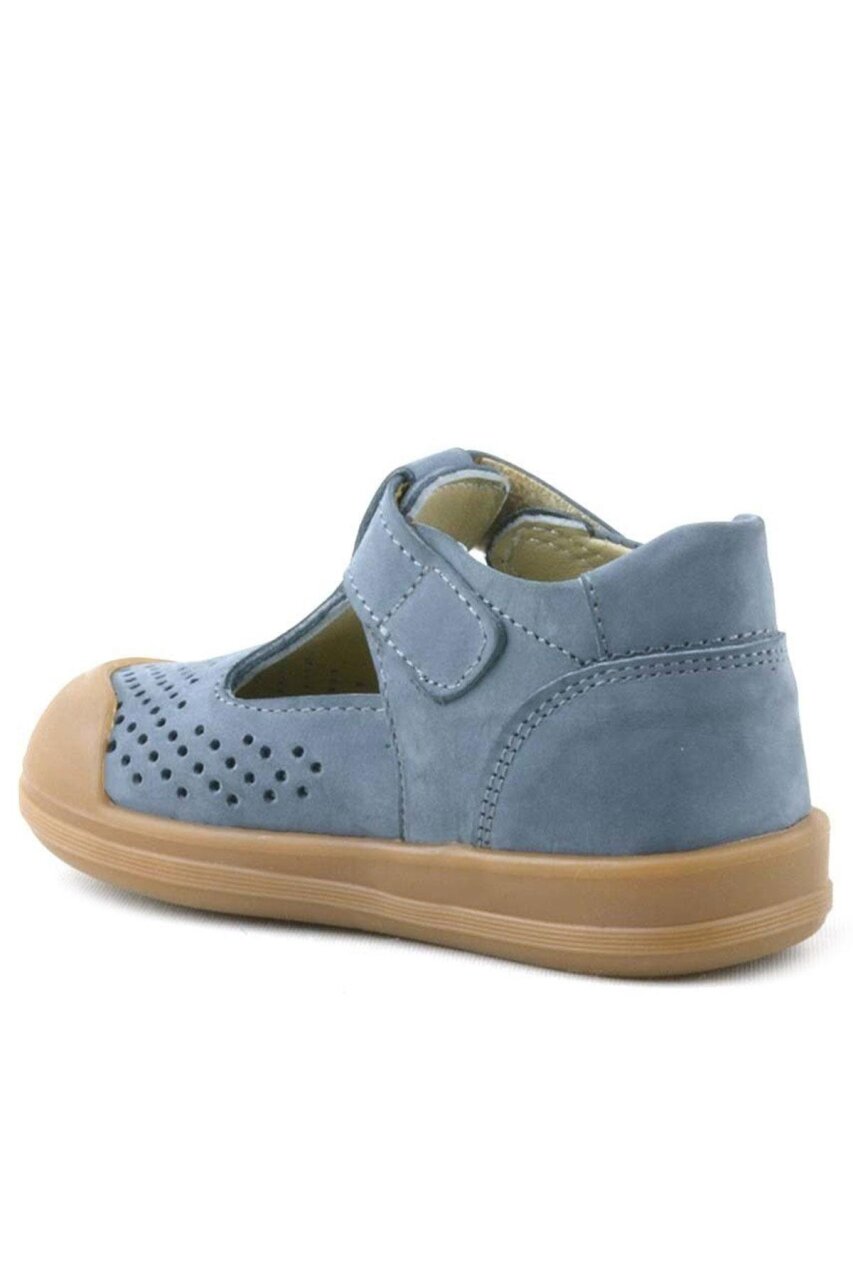 صندل شون من الجلد الطبيعي الرمادي مع شريط فيلكرو تشريحي للأطفال من راكر بلاس - 3