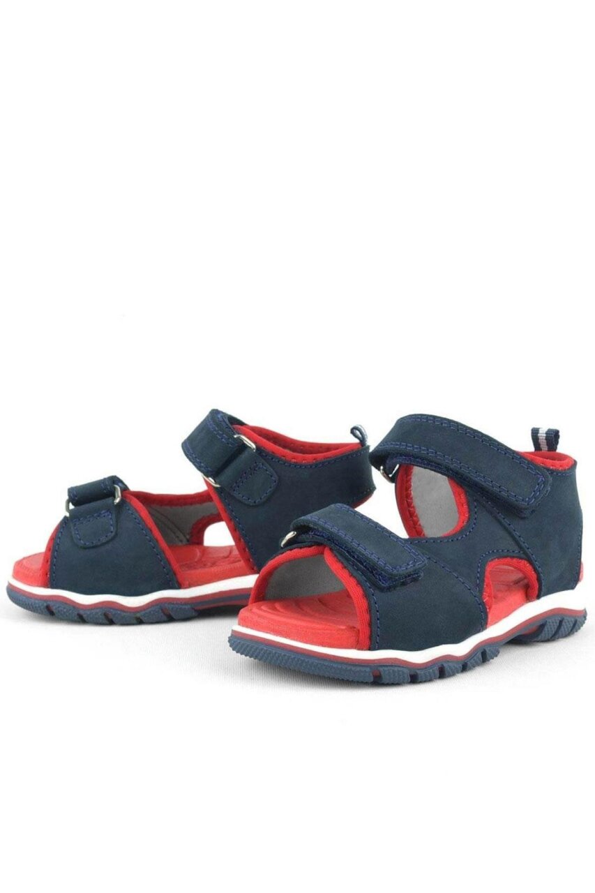 صندل أطفال من الجلد الطبيعي من راكر بلس، أزرق داكن، بشريط فيلكرو - 4