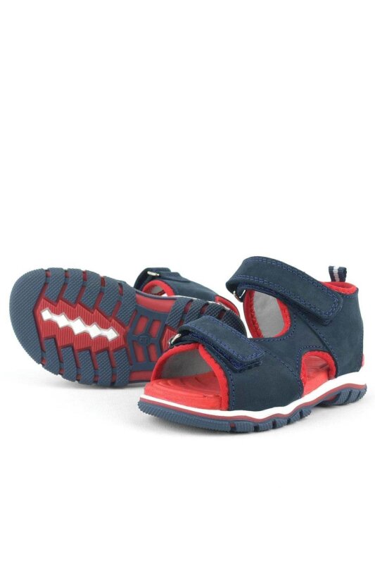صندل أطفال من الجلد الطبيعي من راكر بلس، أزرق داكن، بشريط فيلكرو - 5