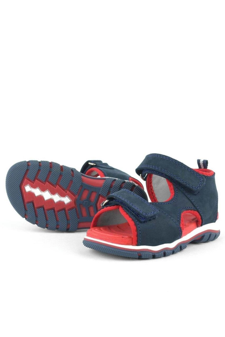 صندل أطفال من الجلد الطبيعي من راكر بلس، أزرق داكن، بشريط فيلكرو - 5