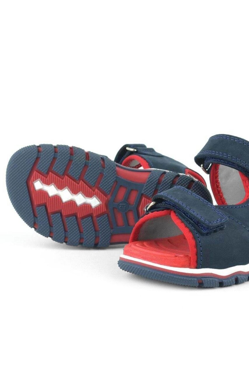 صندل أطفال من الجلد الطبيعي من راكر بلس، أزرق داكن، بشريط فيلكرو - 7