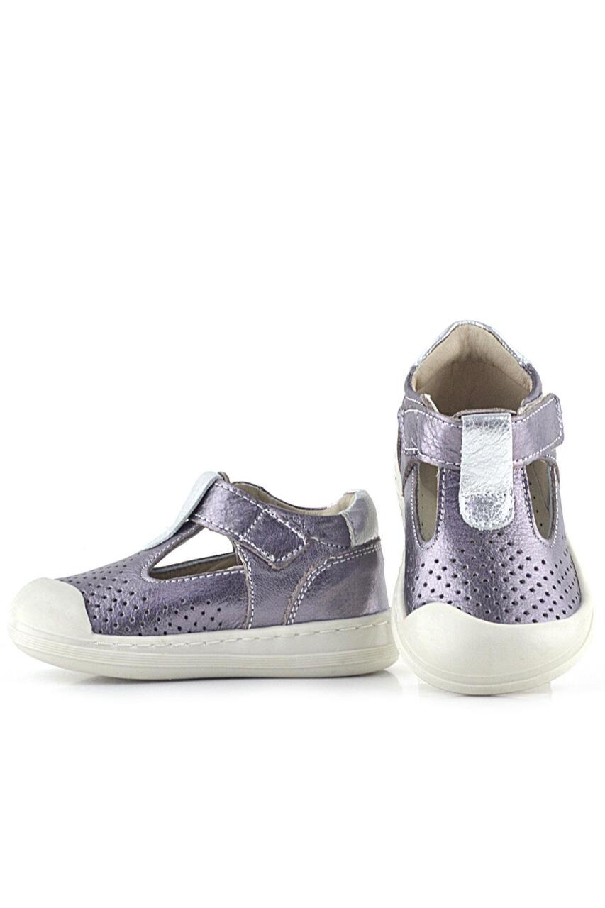 صندل شون من الجلد الطبيعي البلاتيني مع شريط فيلكرو تشريحي للبنات من راكر بلاس - 9