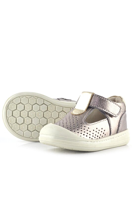 صندل شون من الجلد الطبيعي الذهبي مع شريط فيلكرو تشريحي للبنات من راكر بلاس - 4